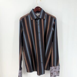 Vtg Banana Republic Striped Long Sleeve Button Up Dress Shirt Multicolor Size L‎